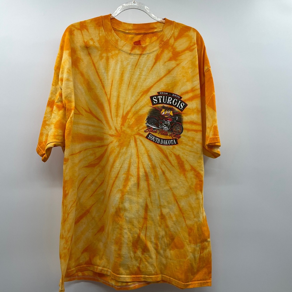 Hanes Sturgis T-Shirt Tie Dye XL Biker 2016 South Dakota Rally Grungecore
